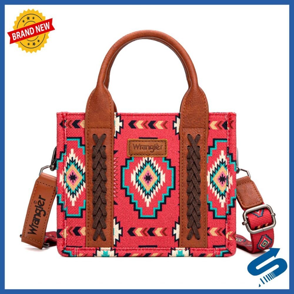 Mini Tote Bag Woven Satchel Boho Chic Crossbody Adjustable Strap Zipper Closure